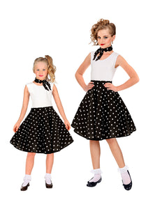 Jaren 50 rok zwart wit Holly - zwarte polka dot rockabilly rok meisjes met halsdoek