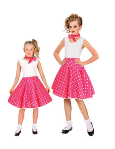 Jaren 50 rok roze wit Holly - roze polka dot rockabilly rok meisjes met halsdoek