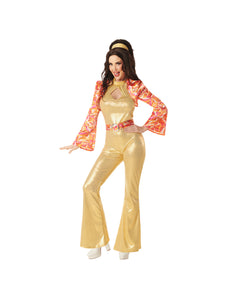 Kostuum Funky queen 70s 80s disco outfit dames
