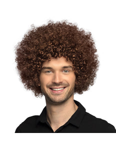 Boland Clown pruik afro krullen Groove bruin