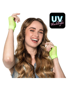 Boland Korte neongroene mesh handschoenen dames (pols)