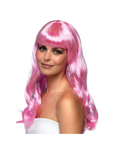 Boland Licht roze pruik lang golvend haar Chique