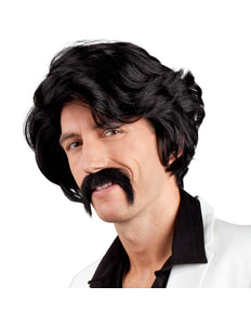 Boland Pruik Chuck zwart met snor