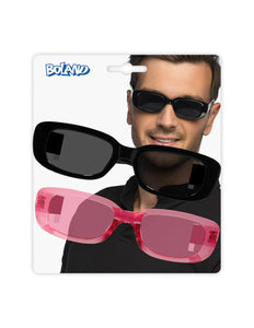 Boland Set 2 partybrillen Techno zwart/roze