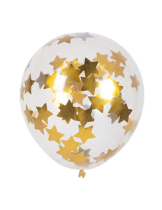 Boland Set 5 confettiballonnen Sterren goud