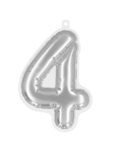 Boland Sticker Folieballon '4' zilver