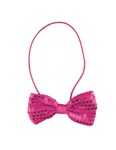 Funny Fashion Roze/Fuchsia glitter vlinderdas met pailletten