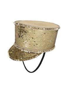 PartyXplosion Kolbak fanfare hoed Pailletten goud