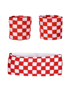 PartyXplosion Zweetbandjes set rood wit geblokt Brabant