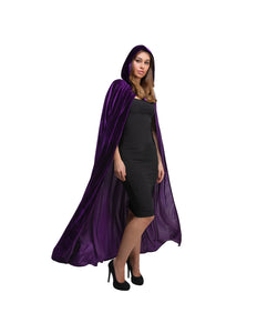 Wicked Costumes Mantel met kap fluweel - Donker Paars 140cm