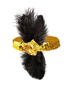 Widmann SRL 1920s pailleten hoofdband goud met bloem en veren