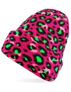 Widmann SRL Beanie luipaard neon roze