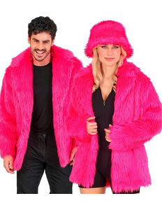 Widmann SRL Bontjas pluche neon roze kostuum Lotte