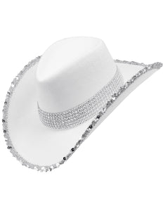 Widmann SRL Cowboyhoed wit bling met steentjes