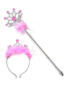 Widmann SRL Diadeem met toverstaf steentjes en marabou