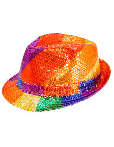 Widmann SRL Fedora pailletten regenboog hoed