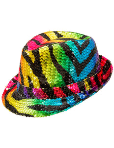 Widmann SRL Fedora pailletten regenboog tijger hoed