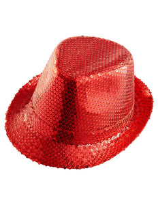 Widmann SRL Glitter gleufhoed rood pailletten