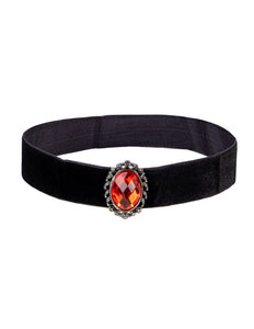 Widmann SRL Halsband fluweel zwart met rode steen