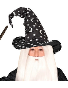 Widmann SRL Heksen/tovenaarshoed met maan en sterren kind Gijs