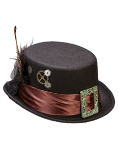 Widmann SRL Hoge hoed steampunk met veer