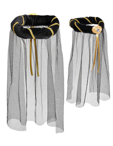 Widmann SRL Hoofdbedekking met sluier middeleeuwse koningin zwart