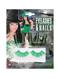 Widmann SRL Nepwimpers groen met nepnagels