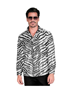 Widmann SRL Paillettenshirt zebra heren zwart/wit