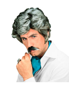 Widmann SRL Playboy pruik met snor grijs