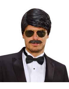 Widmann SRL pruik droomhaar playboy met snor zwart