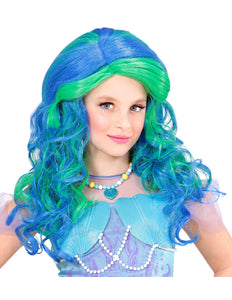 Widmann SRL Pruik, Zeemeermin Blauw/Groen Kind