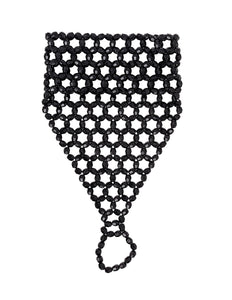 Widmann SRL Vingerhandschoen uit zwarte pareltjes