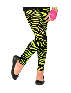 Widmann SRL Zebraprint legging kinderen neon groen