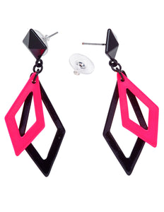 Widmann SRL Zwart met neon roze hippie oorbellen