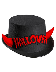 Widmann SRL Zwarte hoge hoed Halloween met duivel hoorntjes