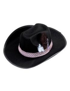 Widmann SRL Zwarte kinder cowboyhoed met veren