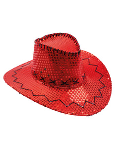 Funny Fashion Cowboyhoed pailletten rood