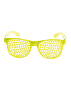 Funny Fashion Disco bril met parels in neon geel
