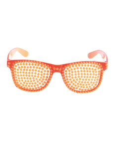 Funny Fashion Disco bril met parels in neon oranje