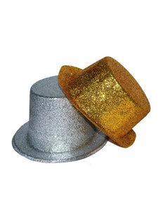Funny Fashion Gouden hoge hoed met glitters