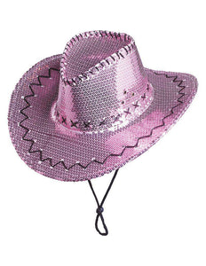 Funny Fashion Roze cowboyhoed met pailletten