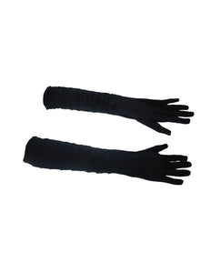 Funny Fashion Zwarte lange handschoenen gerimpeld