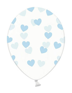 PartyXplosion Doorzichtige ballonnen met blauwe hartjes