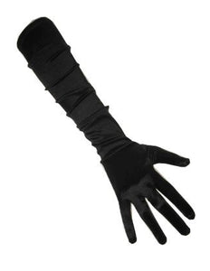 PartyXplosion Handschoenen satijn zwart 48 cm