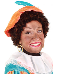 PartyXplosion Pruik Piet kroes verstelbaar zwart/ bruin