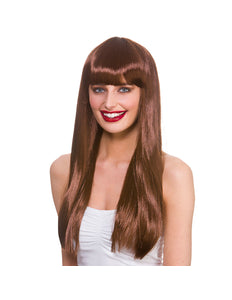 Wicked Costumes Bruine pruik Fantasy lang haar met pony