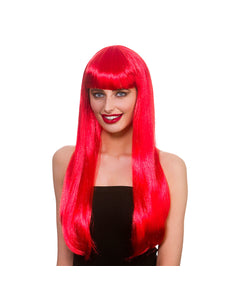 Wicked Costumes Rode pruik Fantasy lang haar met pony