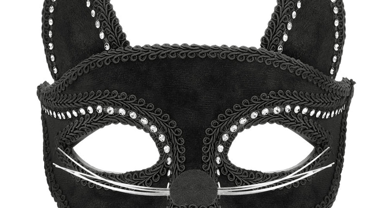 Halfmasker Charming cat Zwart