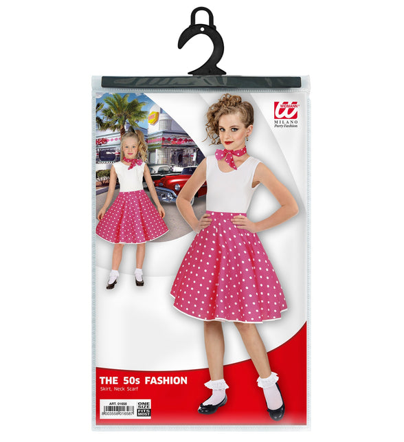 Jaren 50 rok roze Holly achterkant - roze polka dot rockabilly rok meisjes