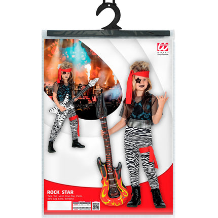 Rockster pak kind compleet, rock verkleedset met netshirt en bandana